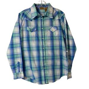 Wrangler Pearl Snap Button Down Long Sleeve Shirt Size L